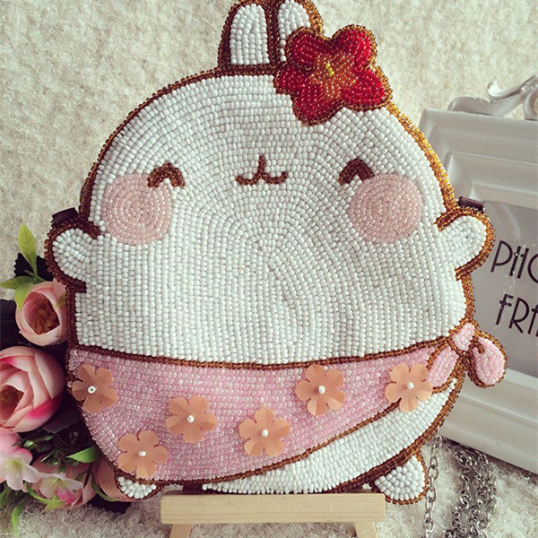 Cute pink rabbit mobile package trend DIY embroidery mobile phone bag apple 6 slope handbag