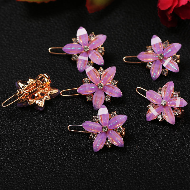 Hàn Quốc bên clip nhỏ năm lá mận hoa khoan mũi ếch clip rhinestone bangs clip tóc trang sức nữ mũ cô gái tóc clip - Phụ kiện tóc kẹp tóc đẹp