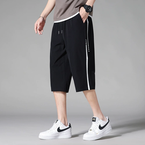 Шелковые мужские летние штаны, тонкие быстросохнущие шорты для отдыха, свободный прямой крой