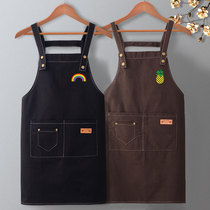 Apron custom logo printing home kitchen womens fashionable cotton work clothes mens summer commercial large size denim