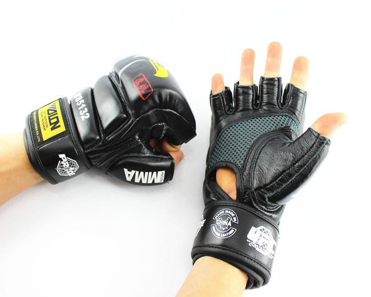 Găng tay đấm bốc Nửa ngón tay Người lớn Sanda chiến đấu võ thuật Taekwondo đấm bốc Sandbag đấm bốc bộ nam găng tập boxing