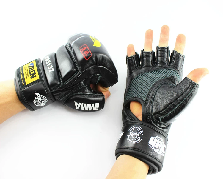 Găng tay đấm bốc Nửa ngón tay Người lớn Sanda chiến đấu võ thuật Taekwondo đấm bốc Sandbag đấm bốc bộ nam găng tay boxing