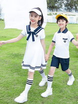 Primary school uniforms class uniforms kindergarten garden uniforms British style summer cotton short-sleeved suits first and second grade graduation photos