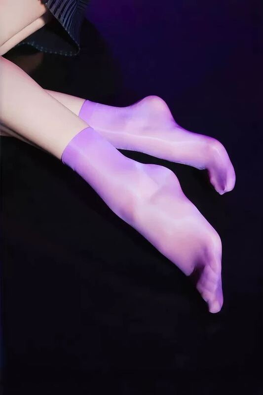 Candy-Colored Jelly Aurora 3D Ultra-Thin Glossy Fruit-Scented Short Socks, Silky and Sexy Mid-Calf Versatile Black Stockings