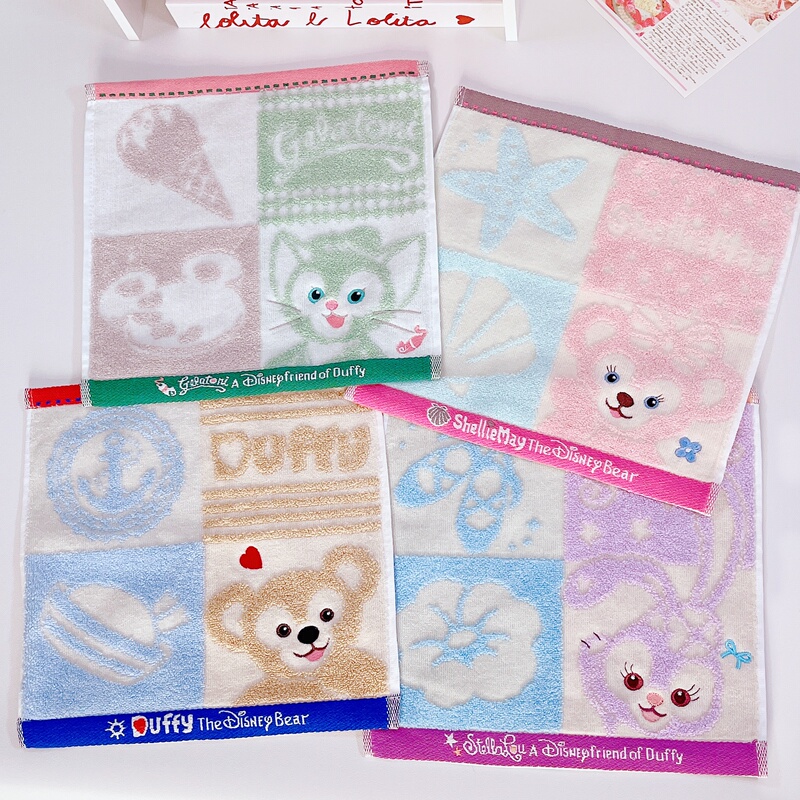 Disney Series Star Dew Square Towel, Cotton Hand Towel, Cute Cartoon Duffy Bear, Kidsren's Handkerchief, Soft and Absorbent
