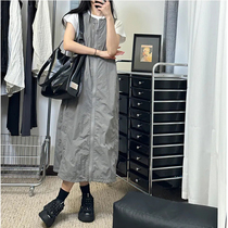 Work clothes functional wind zipper drawstring pet shop beautician work clothes cat hair-proof waterproof sweet and cool round neck long skirt