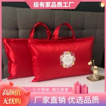 Wedding pillow packaging bag portable thickened Oxford cloth oversized celebration dowry air conditioning summer quilt pillow storage bag