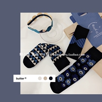 2021 Autumn New Korean childrens socks for boys and girls retro print BAO WEN padded knitted cotton thread socks