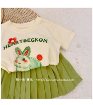 Bao Xiaoyu 2022 summer new boys and girls parent-child wear Korean version loose cartoon printing short-sleeved cotton T-shirt