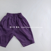 2021 Summer Korean childrens clothing children boys and girls Korean version of linen Capri pants radish pants