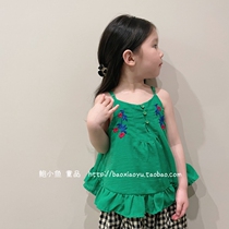 Bao Xiaoyu 2022 summer new Korean girl small fresh embroidery lace cotton and linen camisole vest top