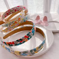 2021 Autumn New Korean ins children hair accessories girls baby pastoral small floral fabric hair hoop headband