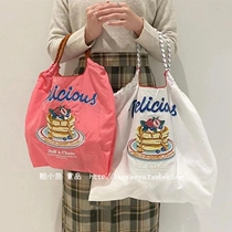 2022 new Korean ins literature and art small fresh cartoon embroidery flower shoulder handbag shopping bag mummy bag