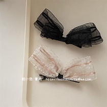 2022 new Korean temperament lady lace bubble yarn cloth art butterfly knot duckbill clip Liu Haibian clip top clip