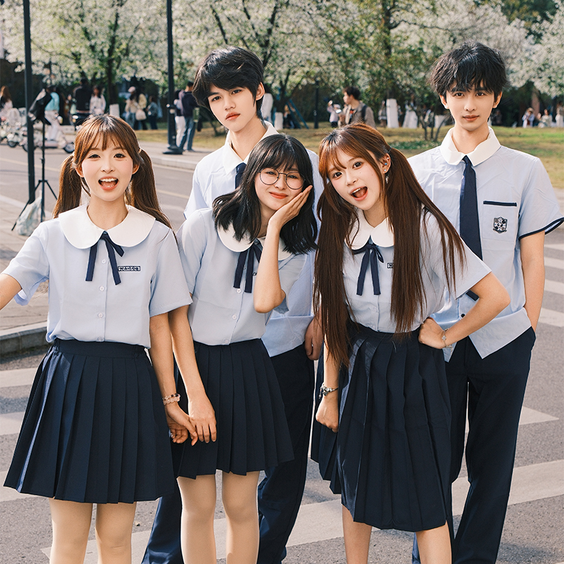 Class Uniforms, Summer College-Style Uniforms for High School Students, Short-Sleeved Uniforms for Junior High School Students, Sports Meeting Chorus Performance Uniforms, School Uniform Sets Class Uniforms, Summer College-Style Uniforms for High School Students, Short-Sleeved Uniforms for Junior High School Students, Sports Meeting Chorus Performance Uniforms, School Uniform Sets