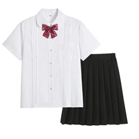 Рубашка, черная мини-юбка, галстук-бабочка