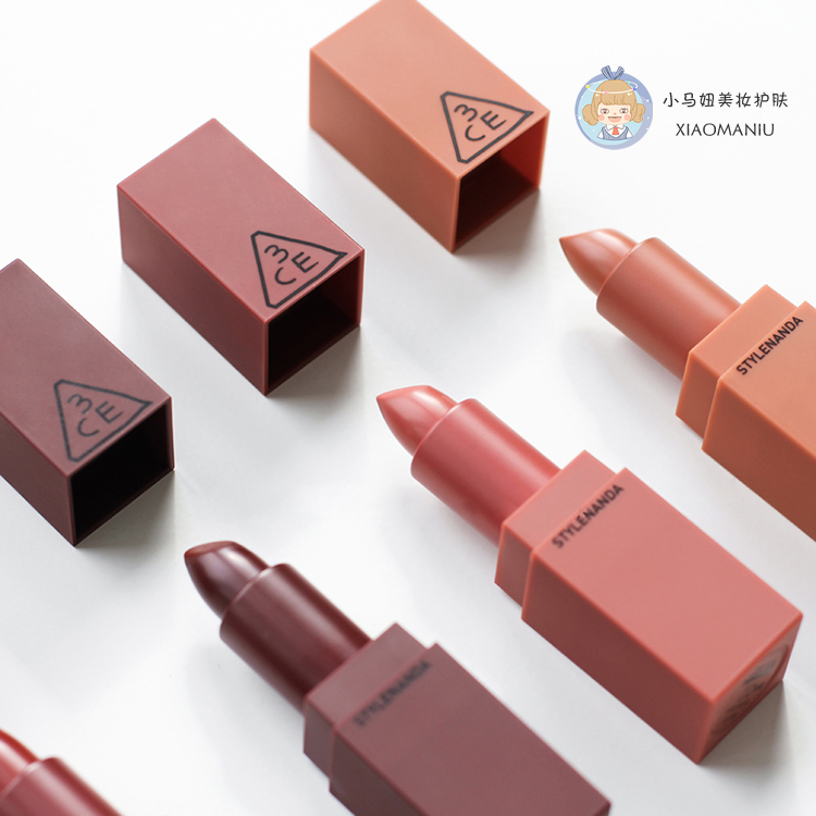 韩国3CE秋冬红色系哑光雾面口红909#砖红色213#正红色215#酒红色