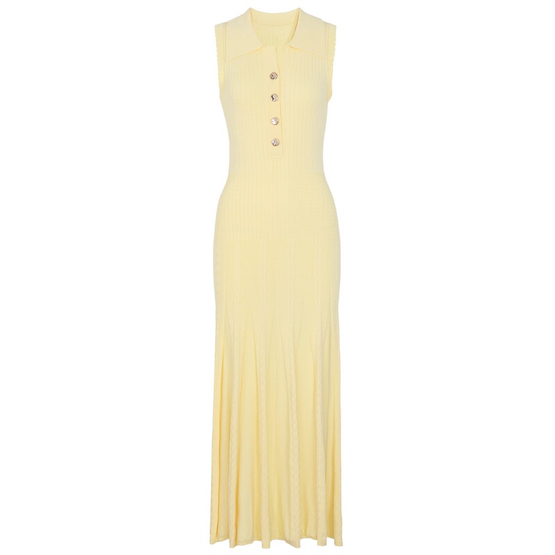Balmanjina 2026 Summer New Model Celebrity Influencer Slim Fit Slimming Small Gold Buckle Sleeveless Long Dress