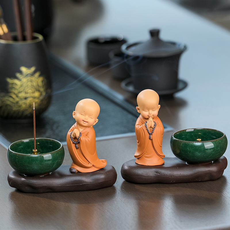 New Chinese Small Monk Zen tea darling Incense Burner line Incense Pan Incense home Living room Tea pan Aroma Stove small pendulum piece-Taobao
