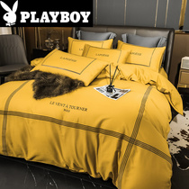  Playboy 100 long-staple cotton bed four-piece cotton cotton sheet duvet cover spring and summer European light luxury style
