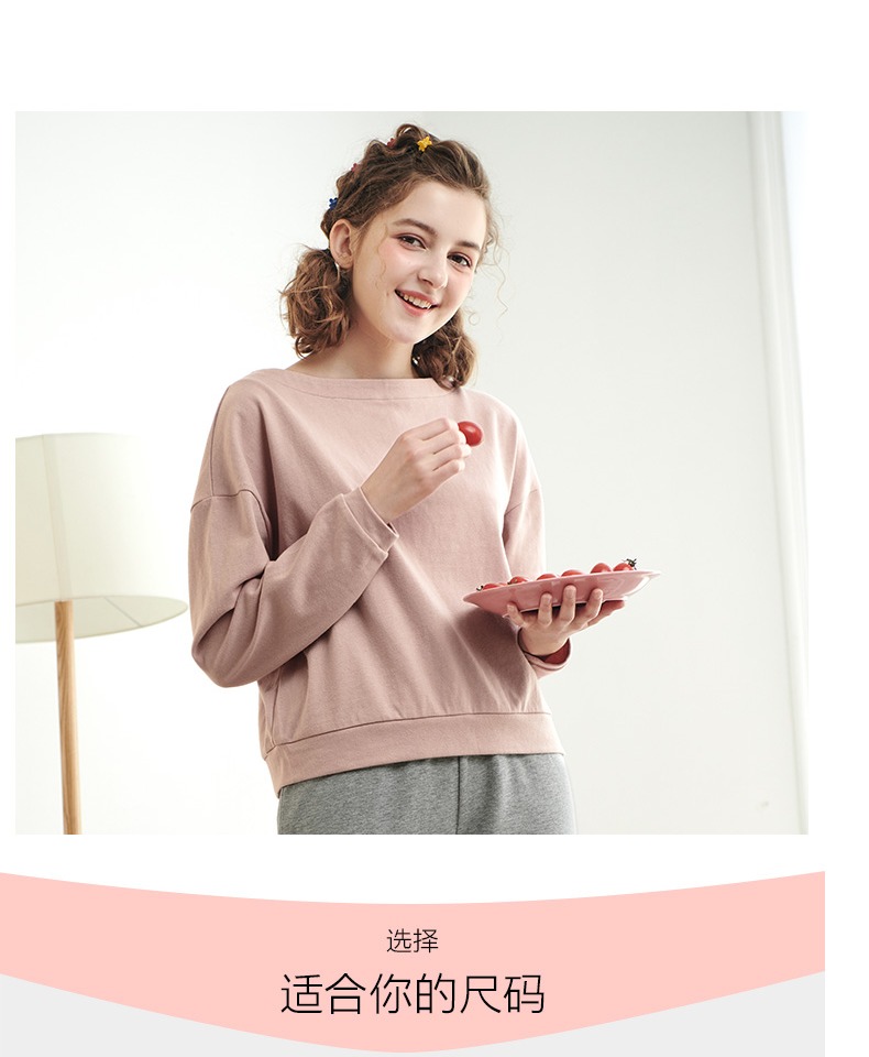 Đồ ngủ nữ Senma mùa xuân và mùa thu mỏng tay dài cổ tròn áo thun nhà phục vụ nữ có thể mặc ngoài áo thủy triều - Giống cái shop đồ nữ