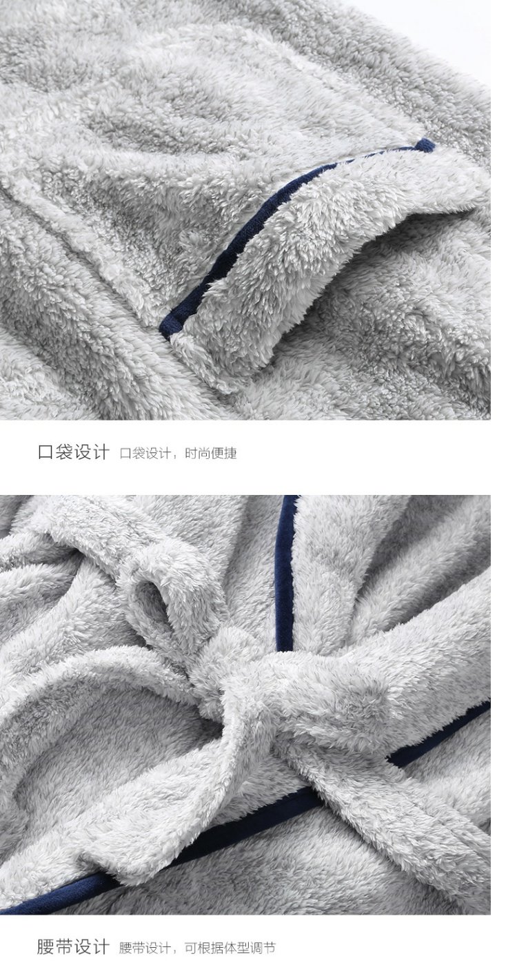 Senma cộng với nhung dày nam phục vụ nhà áo choàng mùa đông cationic cashmere ve áo cà vạt ấm áp áo ngủ mùa đông bộ đồ ngủ nữ cotton
