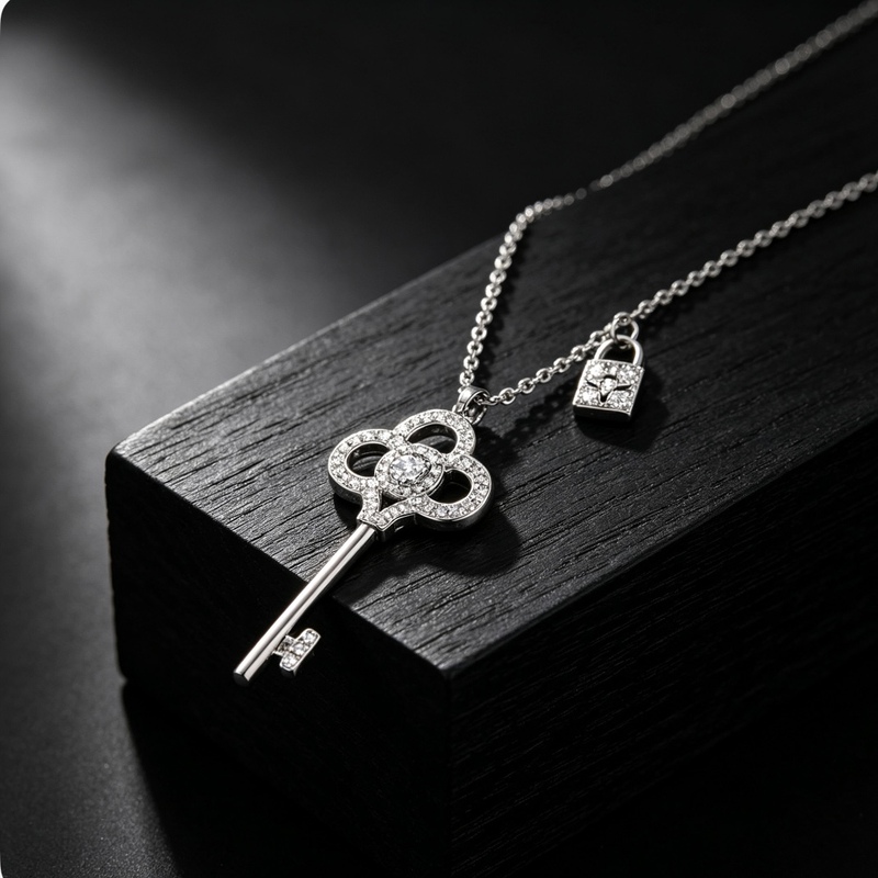 Korean [Designer] Charms S999 Sterling Silver Magic Key Necklace for Women, Light Luxury High-End Clavicle Chain