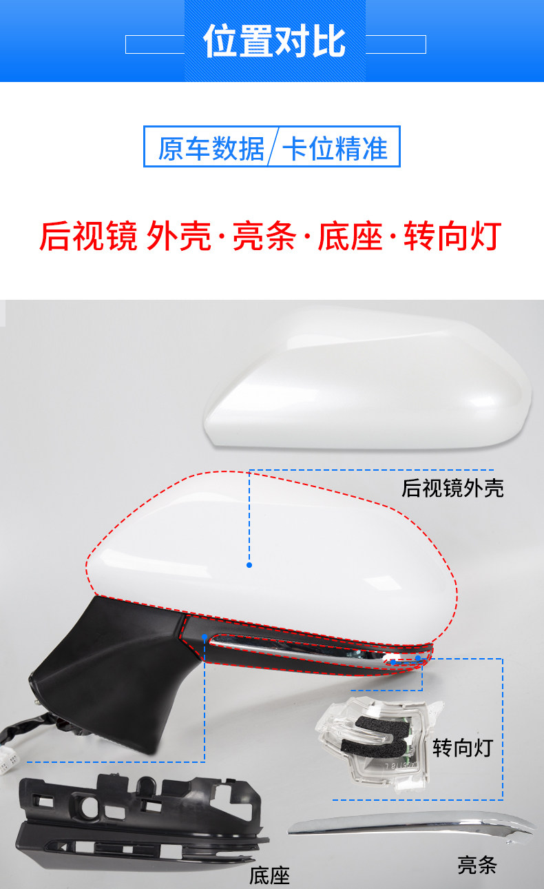 Suitable for 18 19 22 Camry rearview mirror shell eight generation Camry rearview mirror rear cover turn light lens