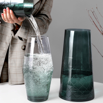 Vase ornaments living room flower arrangement glass transparent European style modern simple hydroponic dry flower creative home set combination