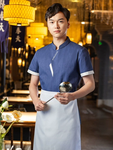 Gaobai Clothing Fashion Chef Work Одежда Summer Male Western Restaurant Restaurant Restaurant Shop Shop