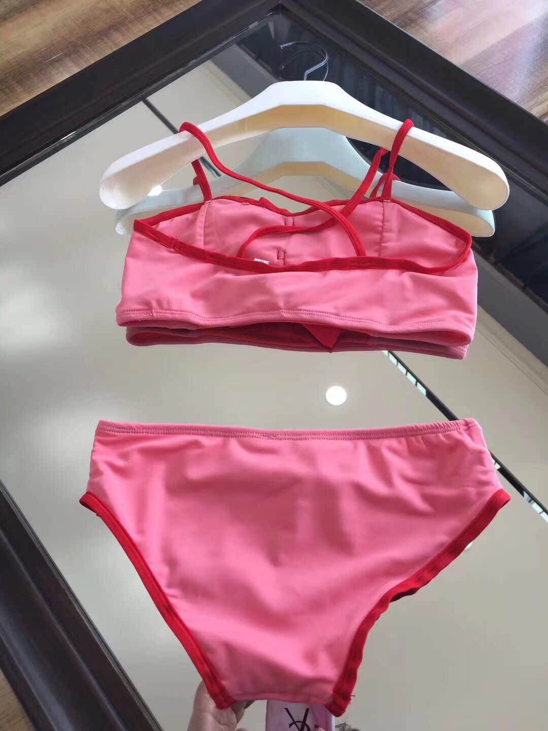 Pre-shou18 hè mới bé gái màu hồng nơ chia bé áo tắm bikini gợi cảm đồ bơi bé gái ngộ nghĩnh