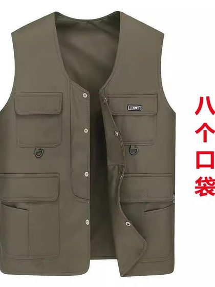 春秋中老年马甲男士休闲马甲背心爸爸大码多口袋坎肩居家外穿马夹