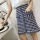 2018 mùa thu mới hoang dã houndstooth chim tua một từ váy nữ eo cao chống đan túi đeo hông