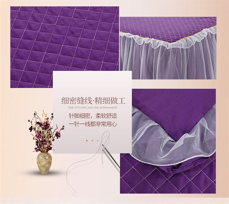 Beauty khăn trải giường cotton gia đình bốn nhỏ phong cách châu Âu sang trọng cao cấp bông đơn giản màu tím bedspread bầu không khí trang nghiêm vật lý trị liệu - Trang bị tấm khăn trắng trải giường spa