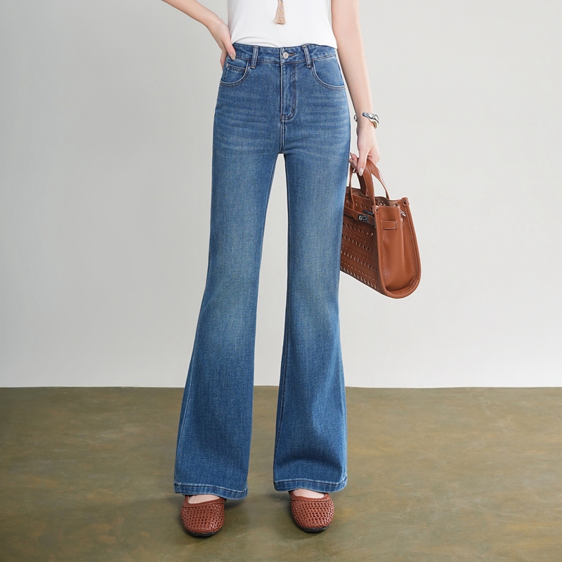 Mengshuya Flared Jeans for Women 2026 Spring New High-Waisted Slim Fit Versatile Straight-Leg Stretch Bell-Bottom Pants