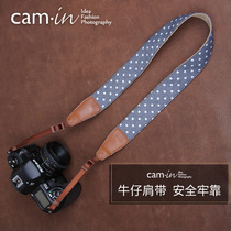 cam-in SLR Digital Camera Strap Retro Literary decompression denim leather Nikon Canon micro single cotton shoulder strap
