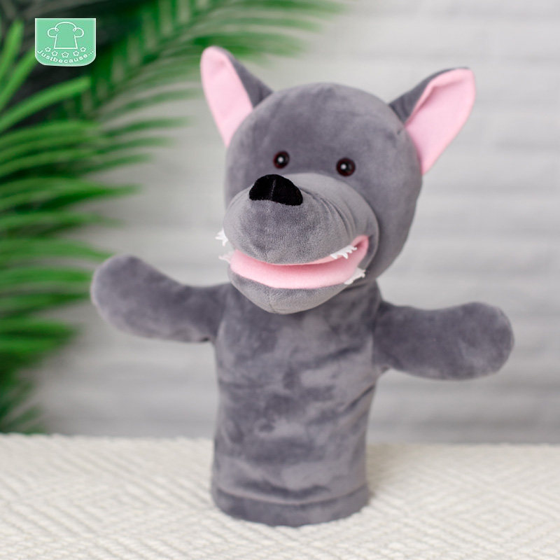 Large Grey Wolf Hand Occasionally Plush Toy Animal Gloves Performance Kindergarten Mouth Energy To Appease Doll ZHANG mouth