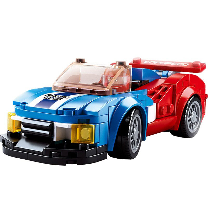 Happy Little Ruban Assembly Building Blocks Car Club Children Toys Assembly Parquet Car Model Racing Mold