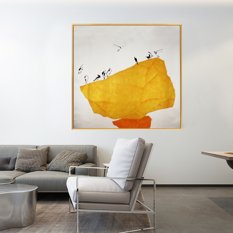 Niche art decorative painting blue and yellow still life abstract painting Nordic ins dining room kitchen mural dining room wall painting