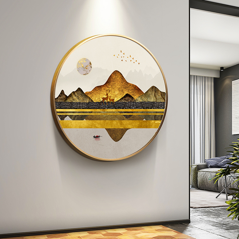 Nordic round light luxury living room sofa background wall decoration painting abstract restaurant wall hanging painting modern masky murals