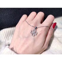 18K platinum clover diamond necklace womens luxury group inlaid diamond pendant with silver necklace