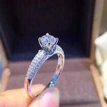 18K gold drill ring 30 points 50 Diamond ring Female one Clan wedding engagement The four-claw group inlaid with custom