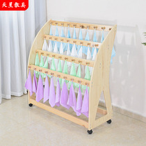 Kindergarten childrens solid wood towel rack baby towel rack storage teaching toy cabinet camphor pine wood wall customization