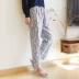 Mùa xuân dành cho phụ nữ bằng bông Pijama Quần bông ở nhà Quần rộng rãi Kích thước lớn Trang chủ thông thường Cha mẹ Quần mùa hè Quần điều hòa mỏng - Quần tây