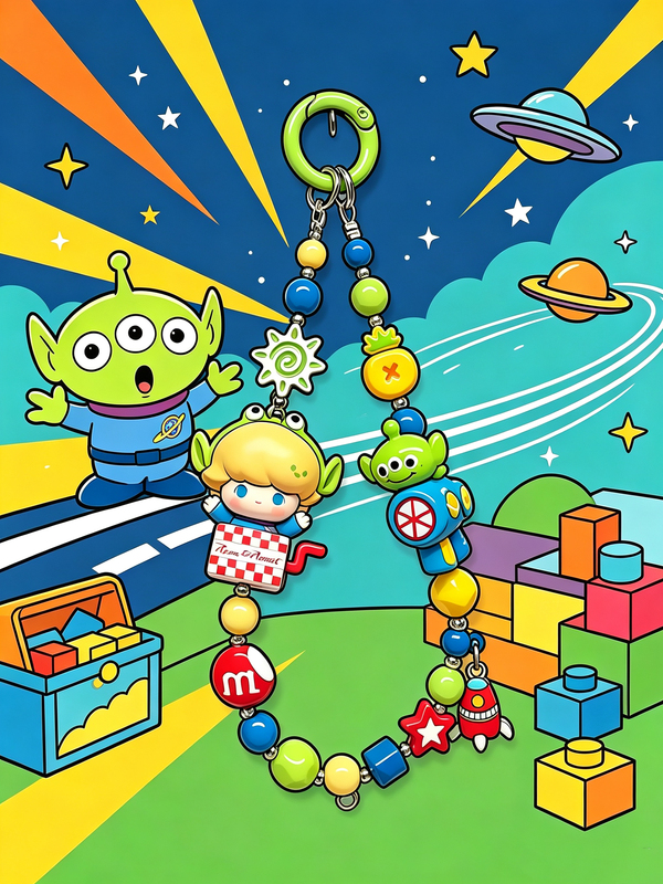 Dimoo Pixar Co-Branded Series Cute DIY Phone Chain Keychain Girl's Bag Pendant Cute Student