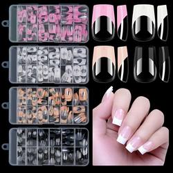 120pcs/box Acrylic French False Nails Medium Length Square A