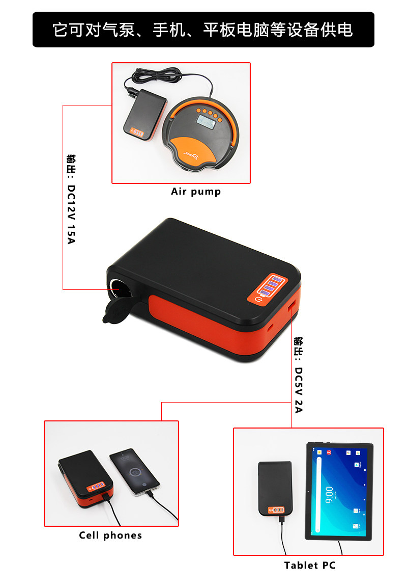 Насос 车载12v电动充气泵桨板直立板皮划艇冲锋舟橡皮艇充气船打气泵 OTHER