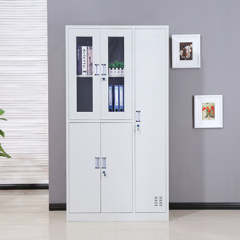 Sanhua file cabinet Iron cabinet Glass five-door locker Lockable file cabinet Financial information cabinet Office bookcase
