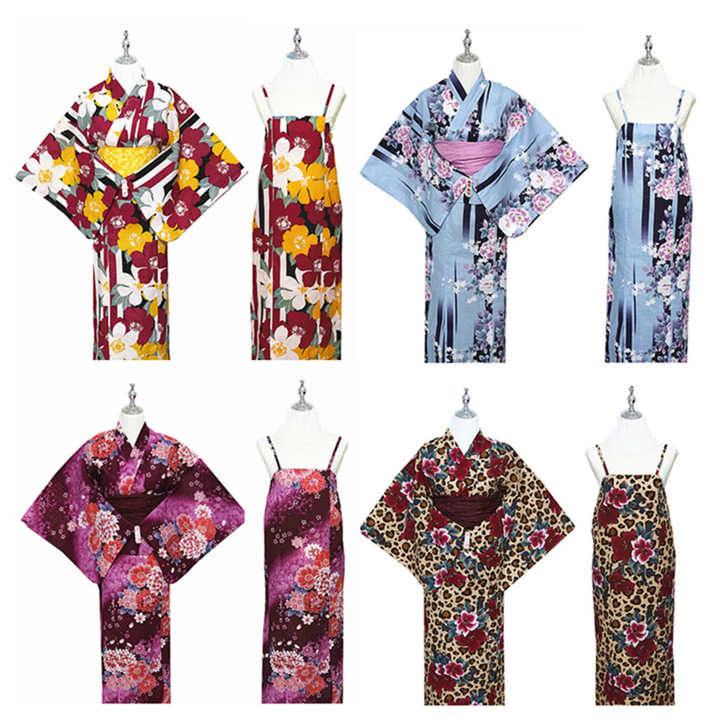 Japanese Traditional Kimono Yukata Women's Two-Piece Set, Women's Suspender Skirt, Authentic Kimono, Pure Cotton Fabric, New Style