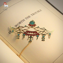 Oriental secret language to the United States Dunhuang Pavilion is like a classical Chinese style hollow metal bookmark Museum graduation gift